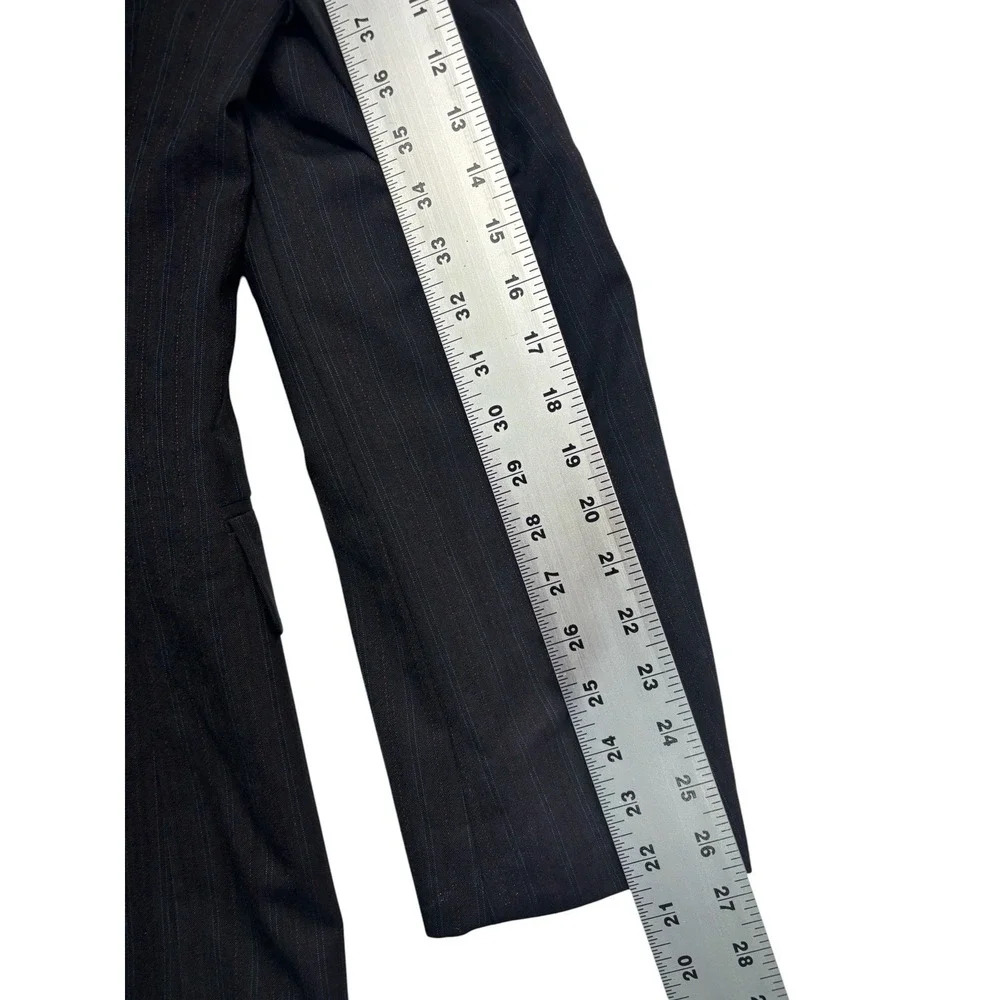 Alexandre London Savile Row 42L 34x32 Black Stripe 2pc‎ Pant Suit Wool Pleated